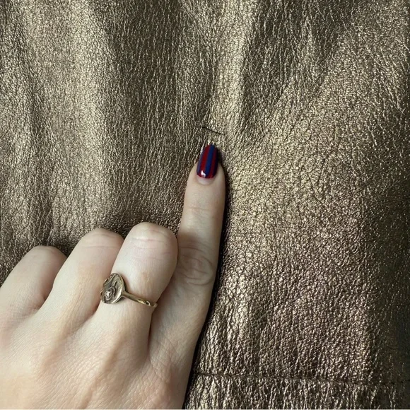 Rebecca Minkoff Bronze Metallic Leather Mini Skirt S - Picture 2 of 5